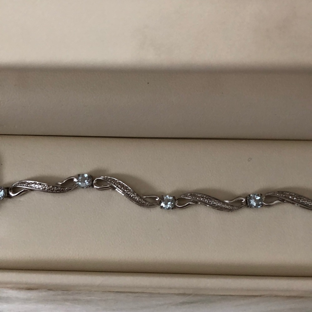 Sterling silver and aquamarine tennis bracelet